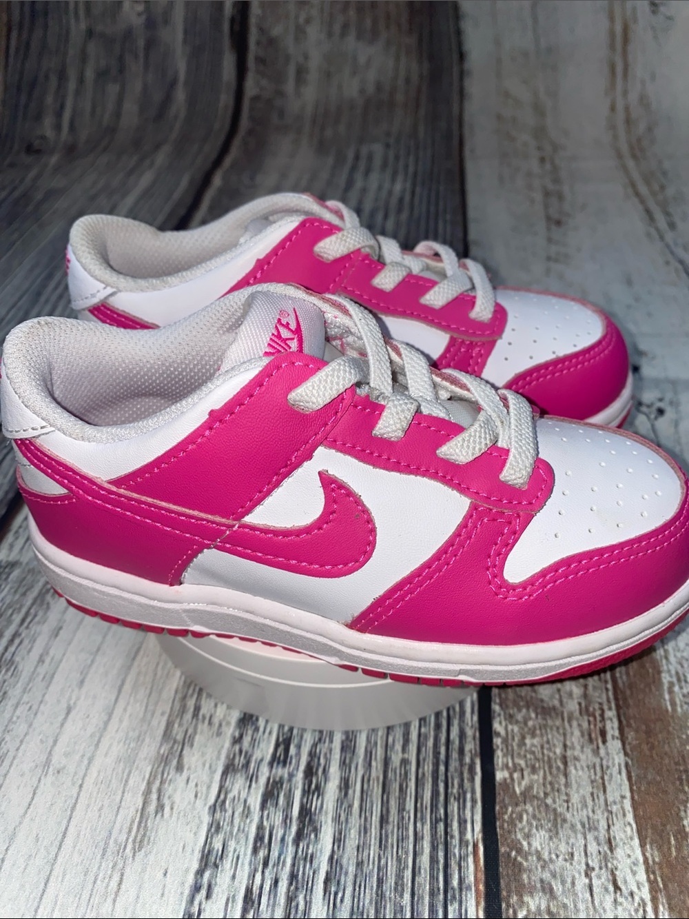 Nike Dunk Low (TD) White & Hyper Pink Toddler Sneakers Size 8C